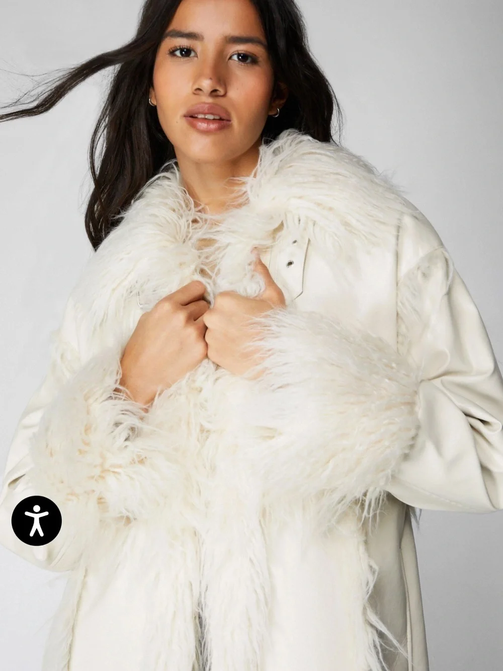 NWT NastyGal Faux Leather Fur Longline Coat